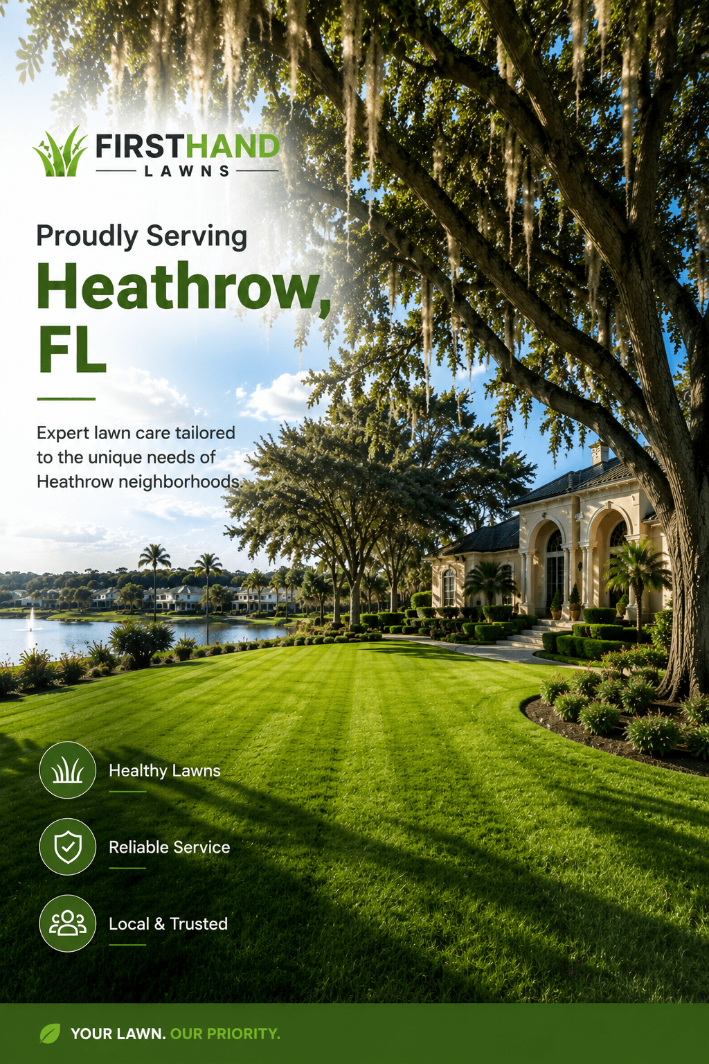 Firsthand Lawns proudly serving Heathrow, FL